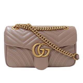 グッチ(Gucci)のグッチ GUCCI バッグ レディース ブランド
 ショルダーバッグ  レザー GGマーモント ダスティピンク 443497 上品 おしゃれ 【中古】(ショルダーバッグ)