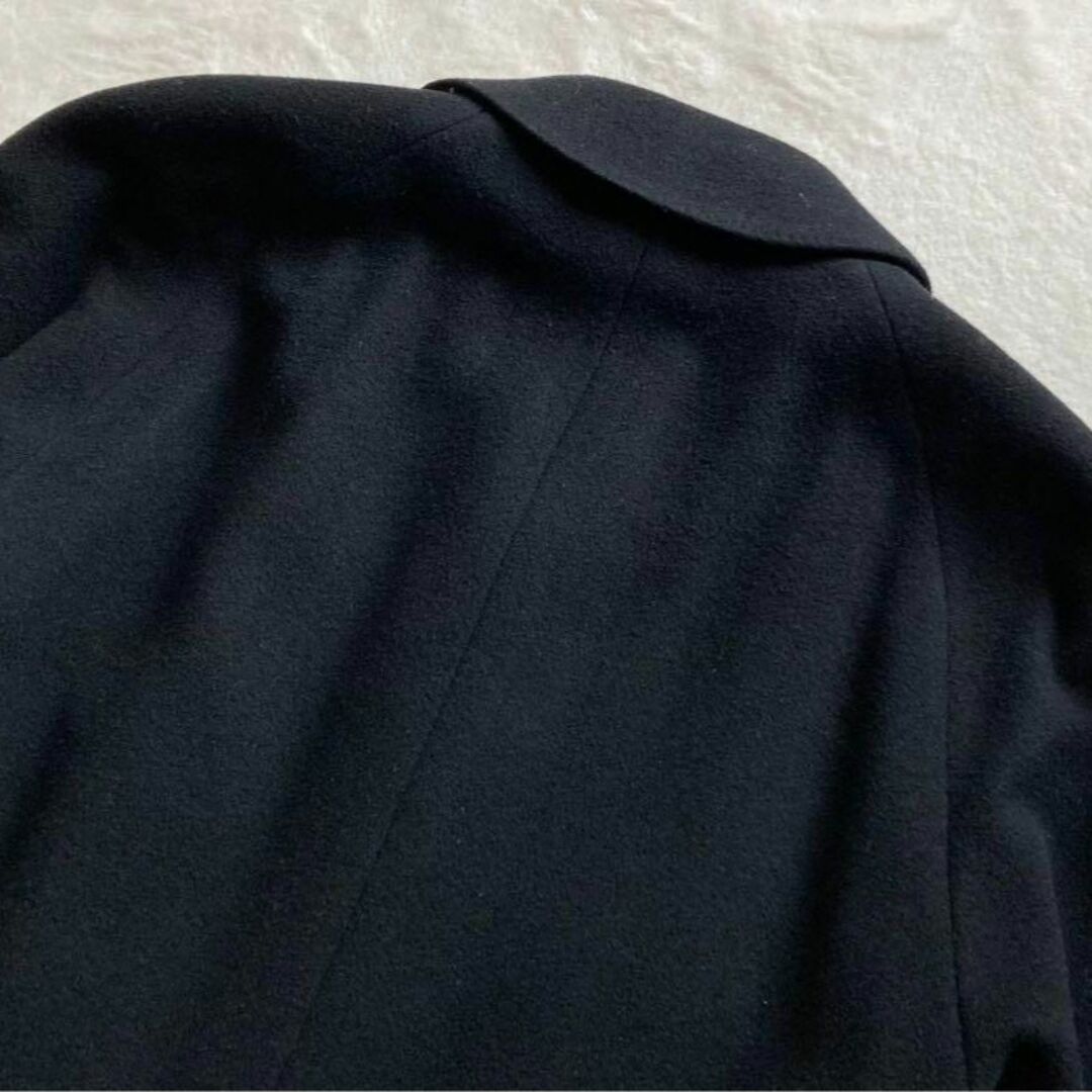 TEXCO カシミヤ100% ステンカラー ロングコート 比翼 ビジネス 黒