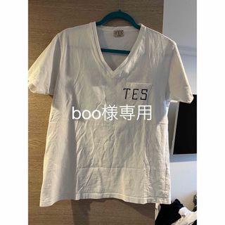 ロンハーマン(Ron Herman)のTES Tシャツ　M  白　フィンポケット　vネック(Tシャツ/カットソー(半袖/袖なし))