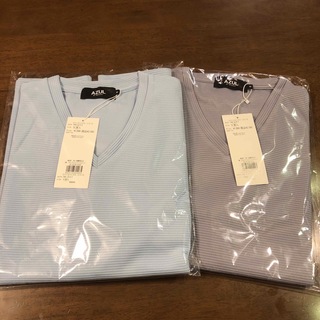 アズールバイマウジー(AZUL by moussy)の新品タグ付き Vネックシャツ 2枚セット グレーとライトブルー AZUL(Tシャツ/カットソー(半袖/袖なし))