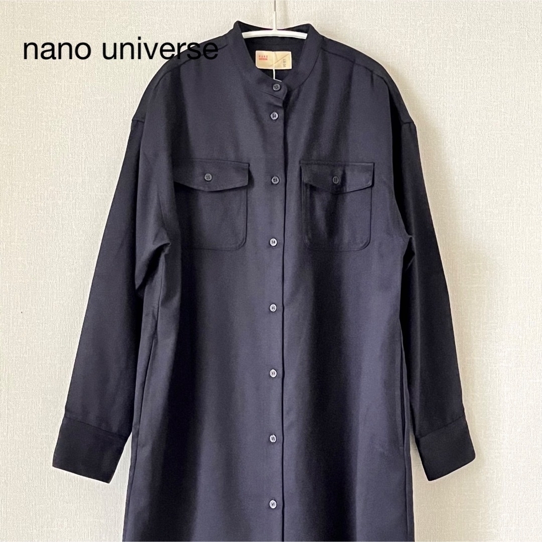 nano・universe(ナノユニバース)の【新品】バンドカラーシャツワンピース レディースのワンピース(ロングワンピース/マキシワンピース)の商品写真