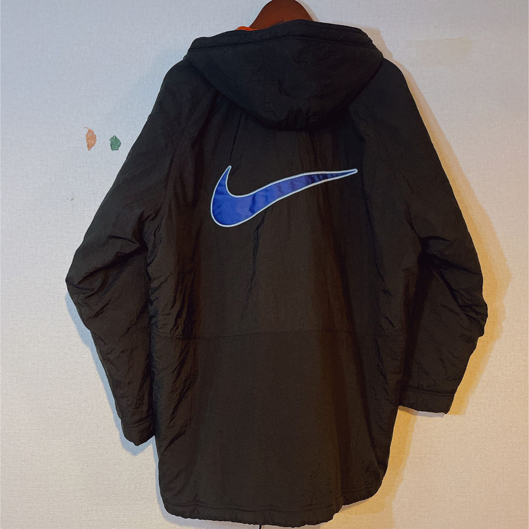 ナイキ NIKE ビック刺繍ロゴ ナイロンベンチコート 90s 銀タグ ナイキ NIKE ビック刺繍ロゴ ナイロンベンチコート 90s 銀タグ