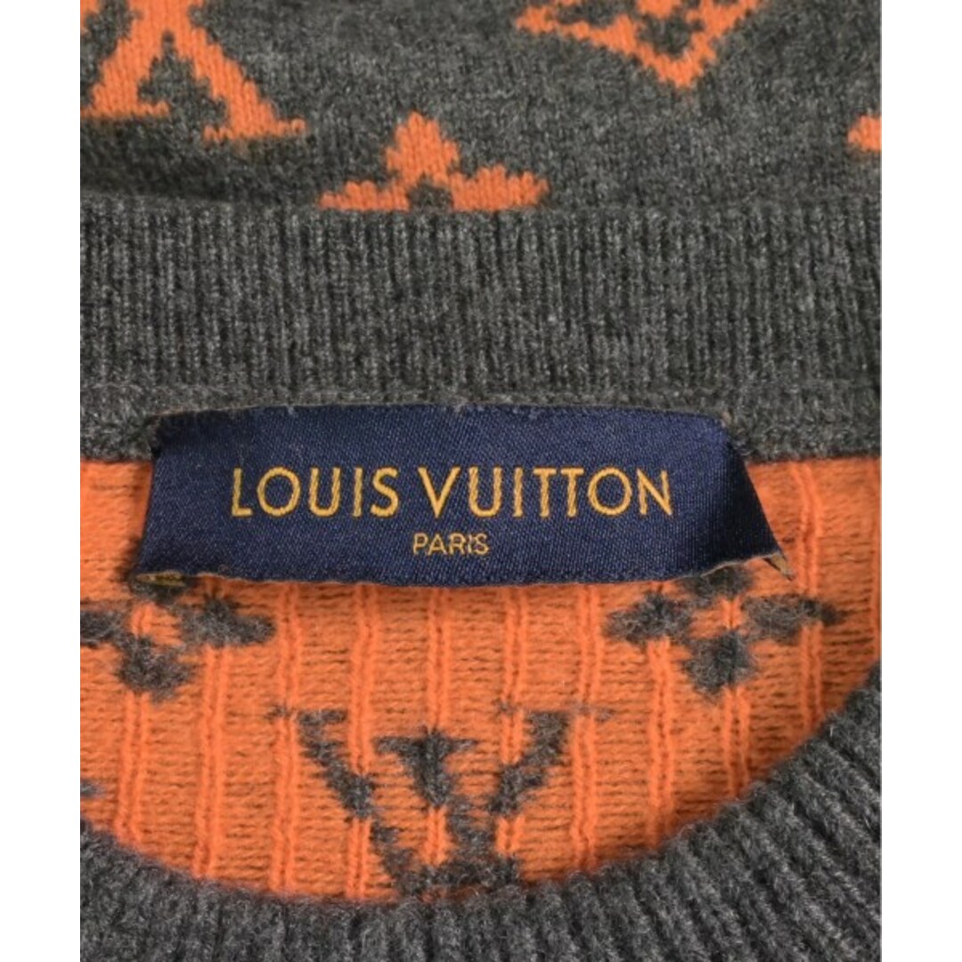 LOUIS VUITTON ニット・セーター M グレーxオレンジ(総柄)