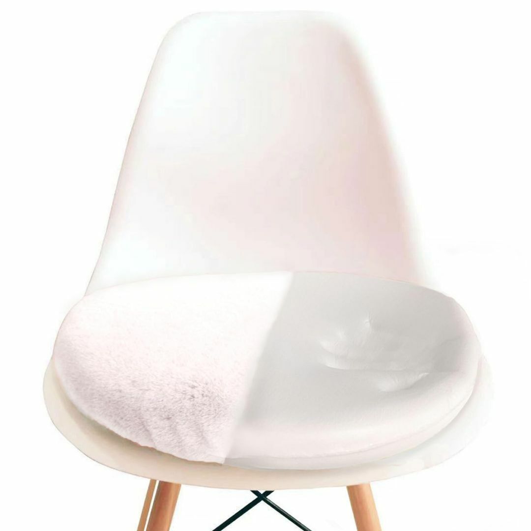 【色: ホワイト】Perle 低反発 座布団 クッション 丸型 椅子用 直径 4