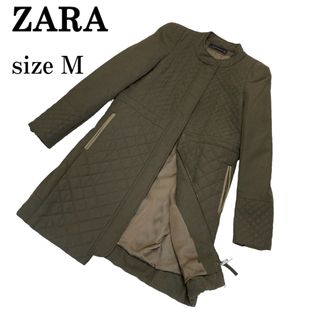 ザラ(ZARA)のZARA WOMAN キルティングコート M カーキ ザラ 訳あり(ロングコート)