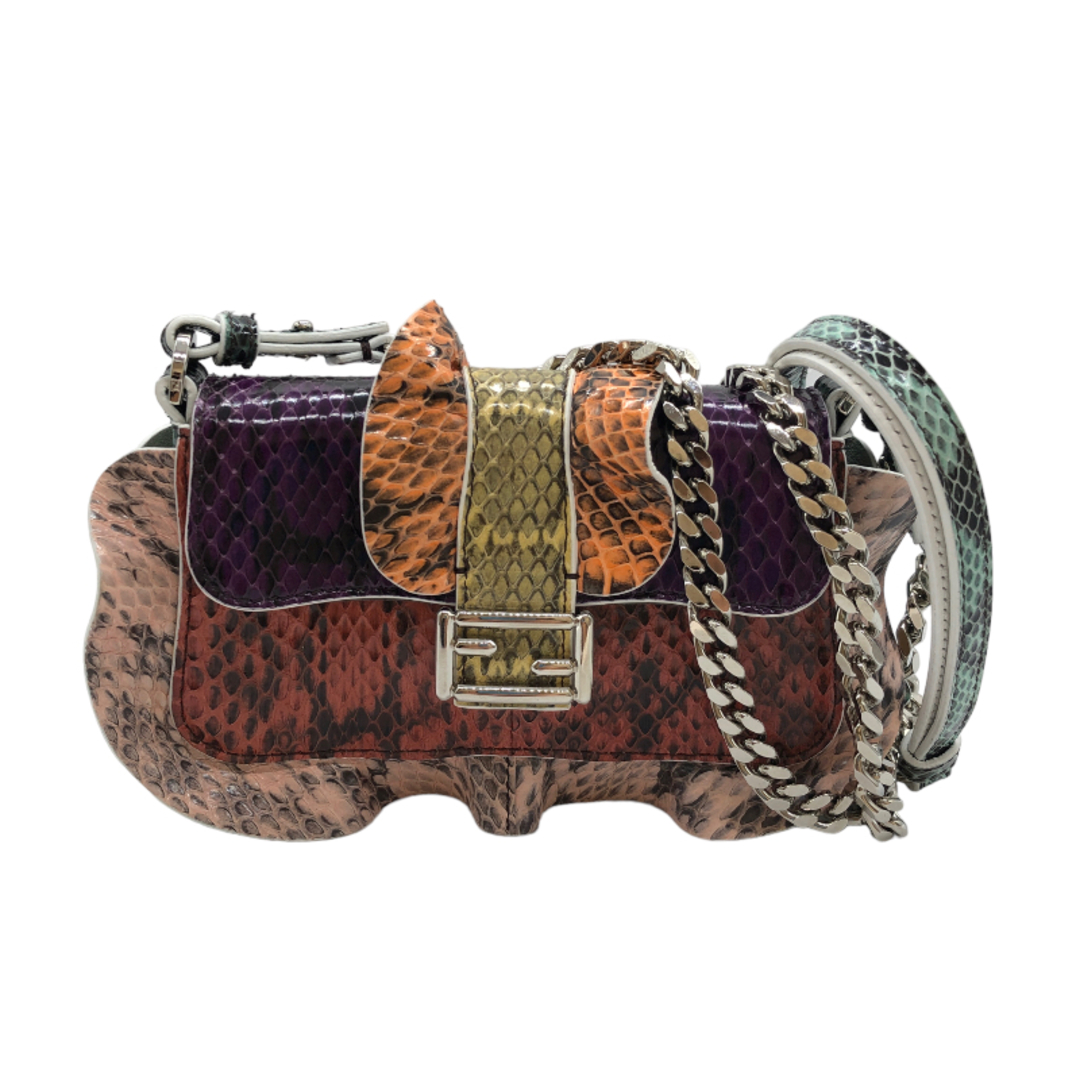 FENDI - 　フェンディ FENDI マイクロバケット 8M0354 マルチカラー SV金具 レザー レディース ショルダーバッグ