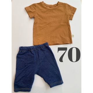 ニシマツヤ(西松屋)の半袖Tシャツ　パンツ　セット 70 ブラウン　韓国子供服　西松屋(Ｔシャツ)