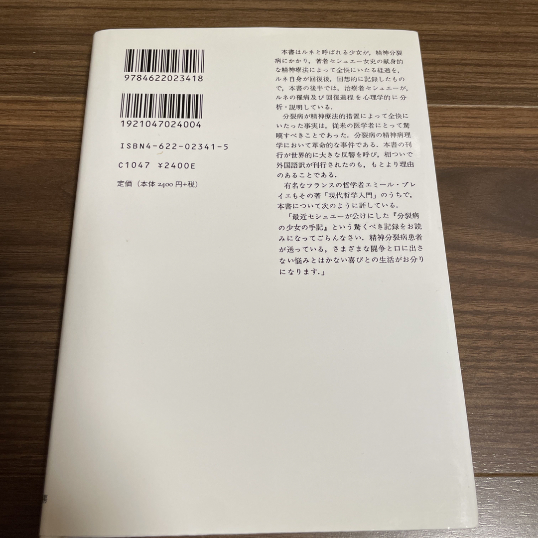 分裂病の少女の手記 心理療法による分裂病の回復過程 改訂 エンタメ/ホビーの本(人文/社会)の商品写真