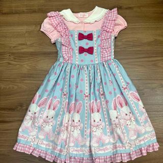 シャーリーテンプル(Shirley Temple)のシャーリーテンプル　JSK サックス　うさぎ　新品未使用(ワンピース)