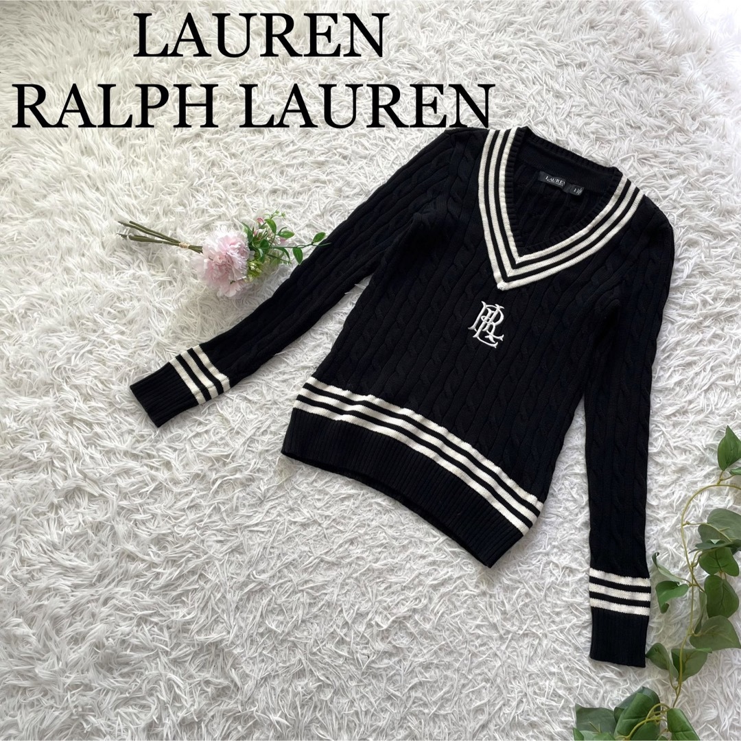 Ralph Lauren(ラルフローレン)の【入手困難】ローレンラルフローレン　センターロゴ　チルデンニット　ケーブル レディースのトップス(ニット/セーター)の商品写真