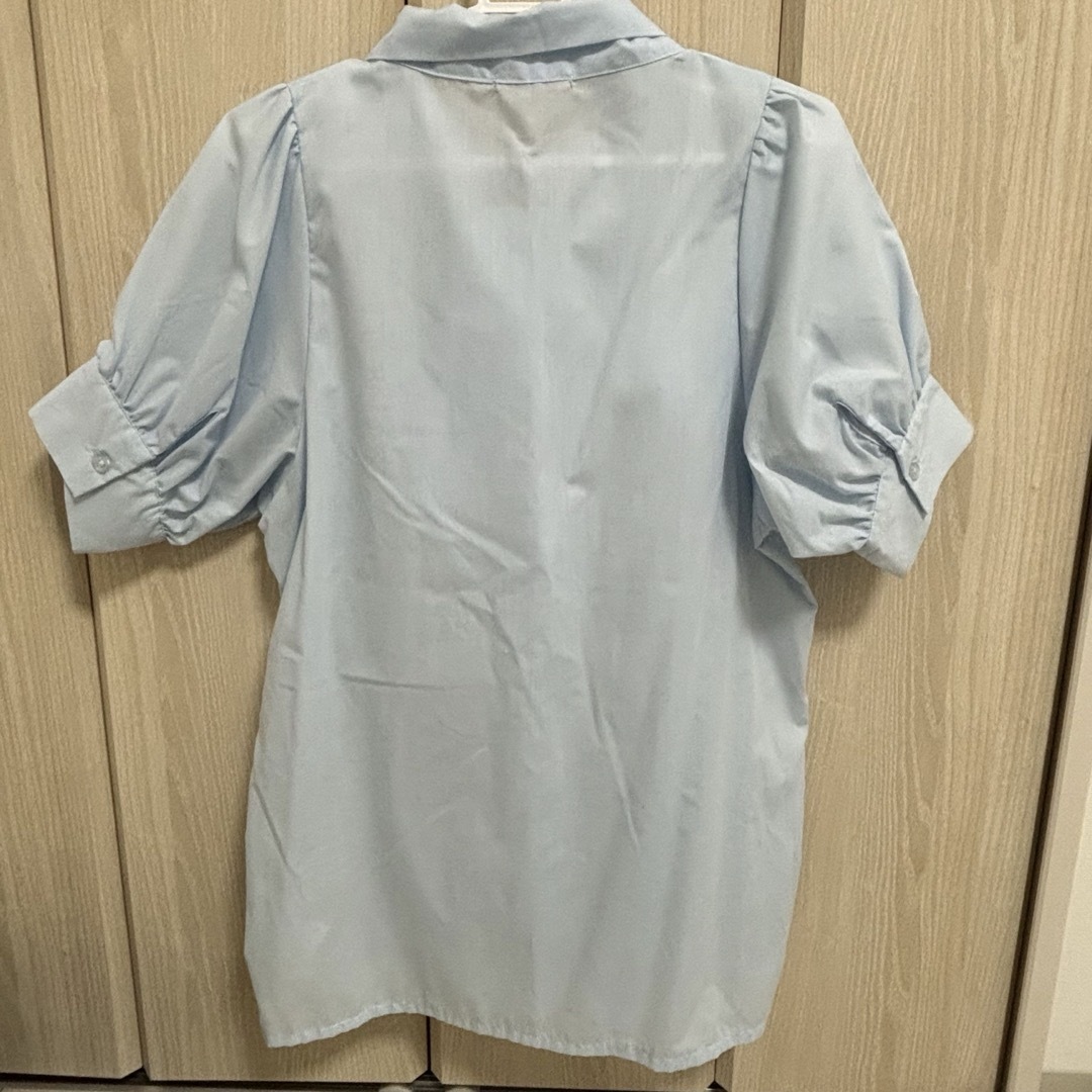 しまむら(シマムラ)のfrunco フランコ ボウタイシャツ Lサイズ ブルー レディースのトップス(シャツ/ブラウス(半袖/袖なし))の商品写真