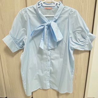 シマムラ(しまむら)のfrunco フランコ ボウタイシャツ Lサイズ ブルー(シャツ/ブラウス(半袖/袖なし))