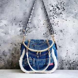 【3way】変形VANITY Bag／denim × boa(バッグ)