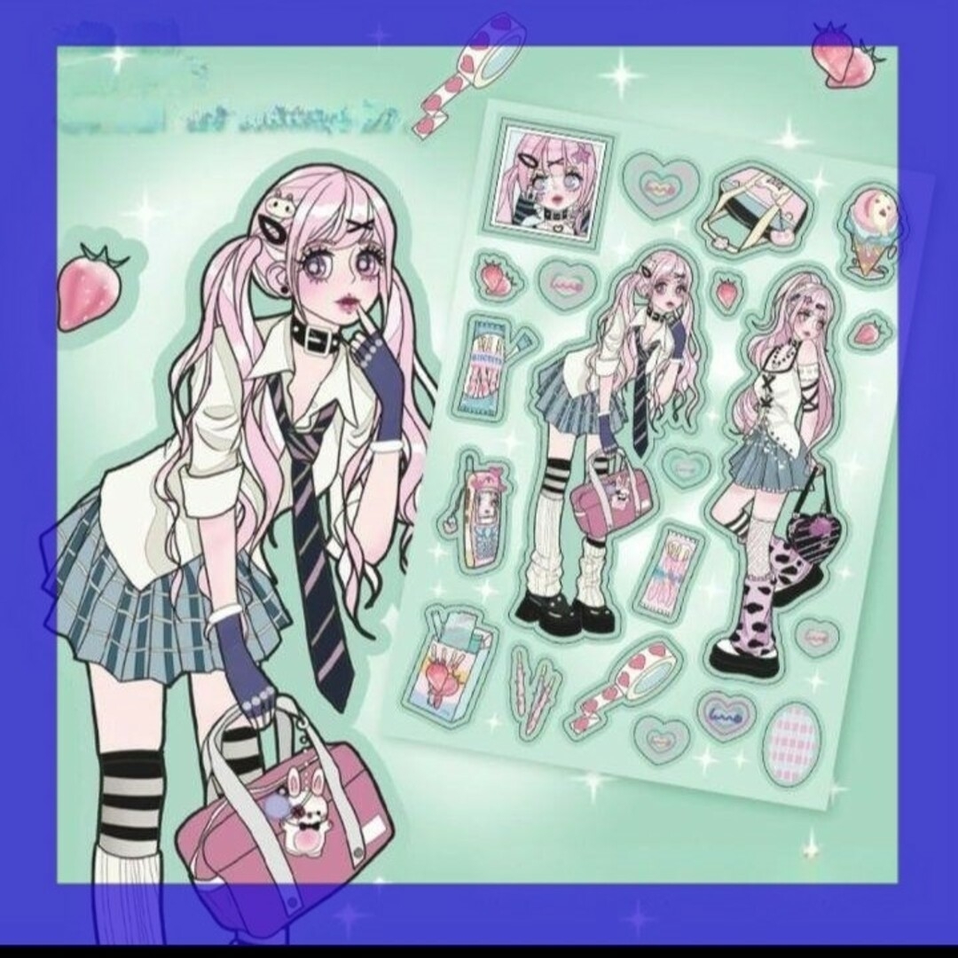 韓国作家 songblyさん 女の子ステッカー 大量まとめ売り（紙もの） 韓国作家】大人気 女の子 漫画 ステッカーの通販 by ☾✩‪𓂃‬