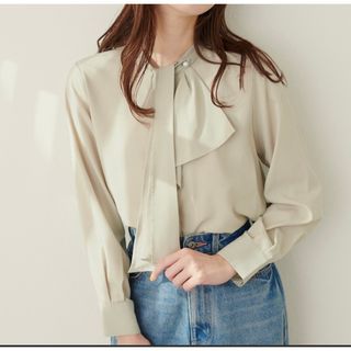 ナチュラルクチュール(natural couture)のnatural couture ドレープスカーフタイ2WAYブラウス ミント(シャツ/ブラウス(長袖/七分))