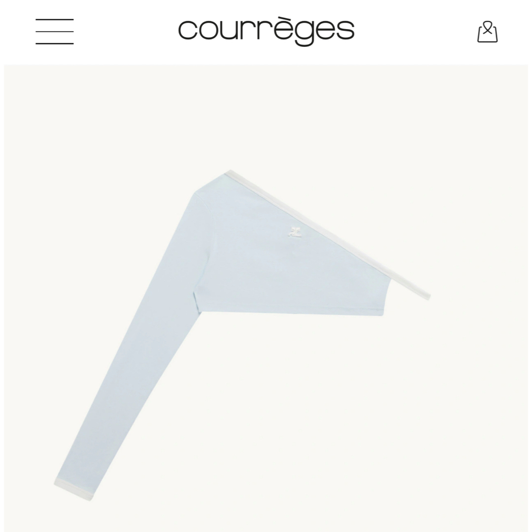 Courreges(クレージュ)のクレージュ ワンショルダー トップス 長袖 水色 アイスブルー XS レディースのトップス(カットソー(長袖/七分))の商品写真