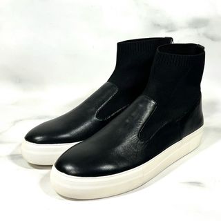 ZARA レザースニーカー　ブラック　ハイカット　26cm