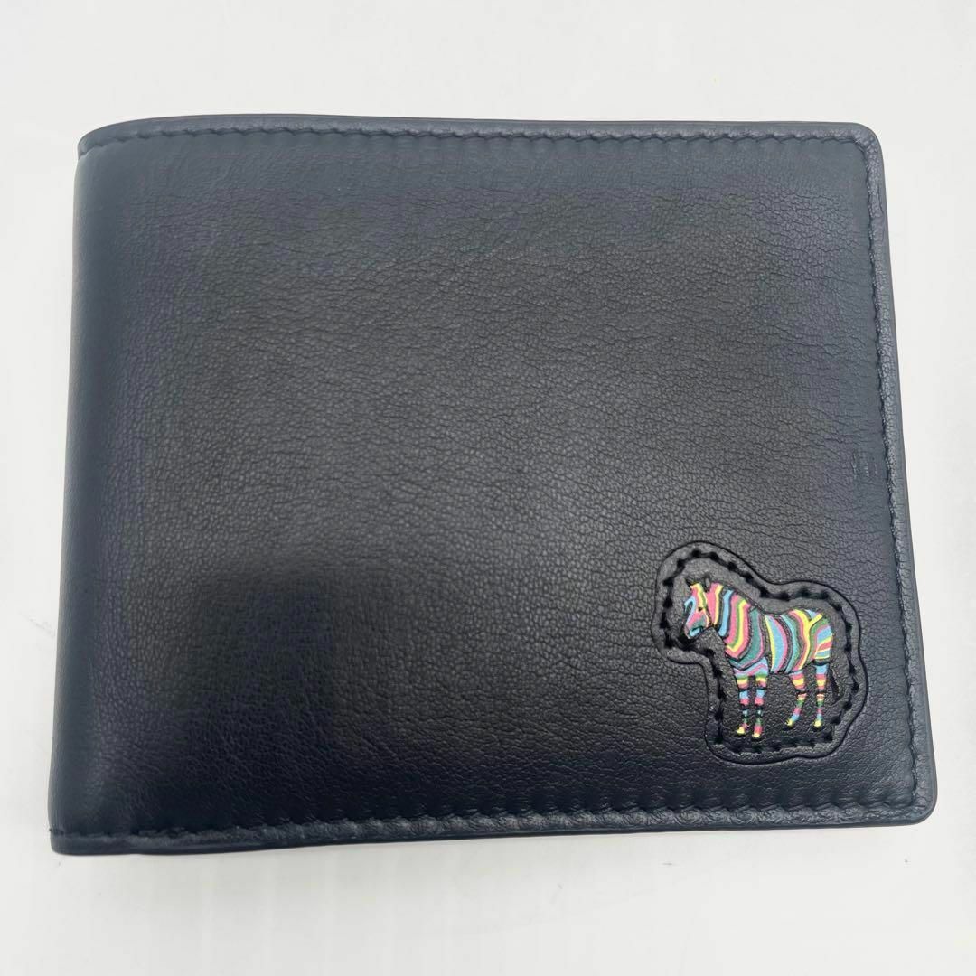 新品 Paul Smith ポールスミス マルチカラー　ブラックレザー折り財布