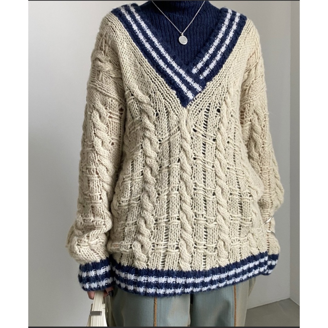 Ameri VINTAGE - Ameri 新品☆ SOFT CABLE TILDEN KNIT TOP☆の通販 by