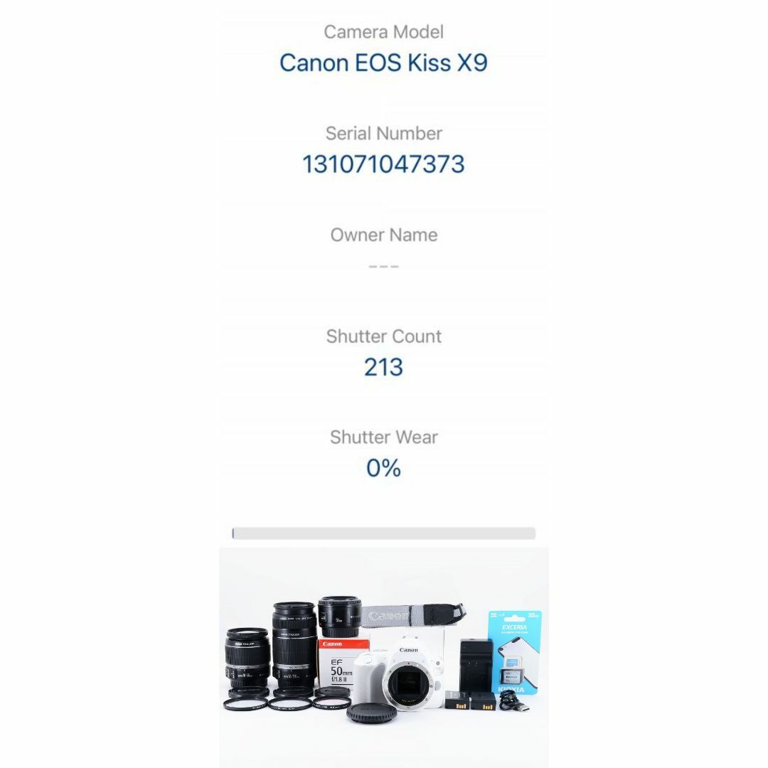 セット内容13938僅か213ショット保証付! Canon EOS X9 レンズ3本セット