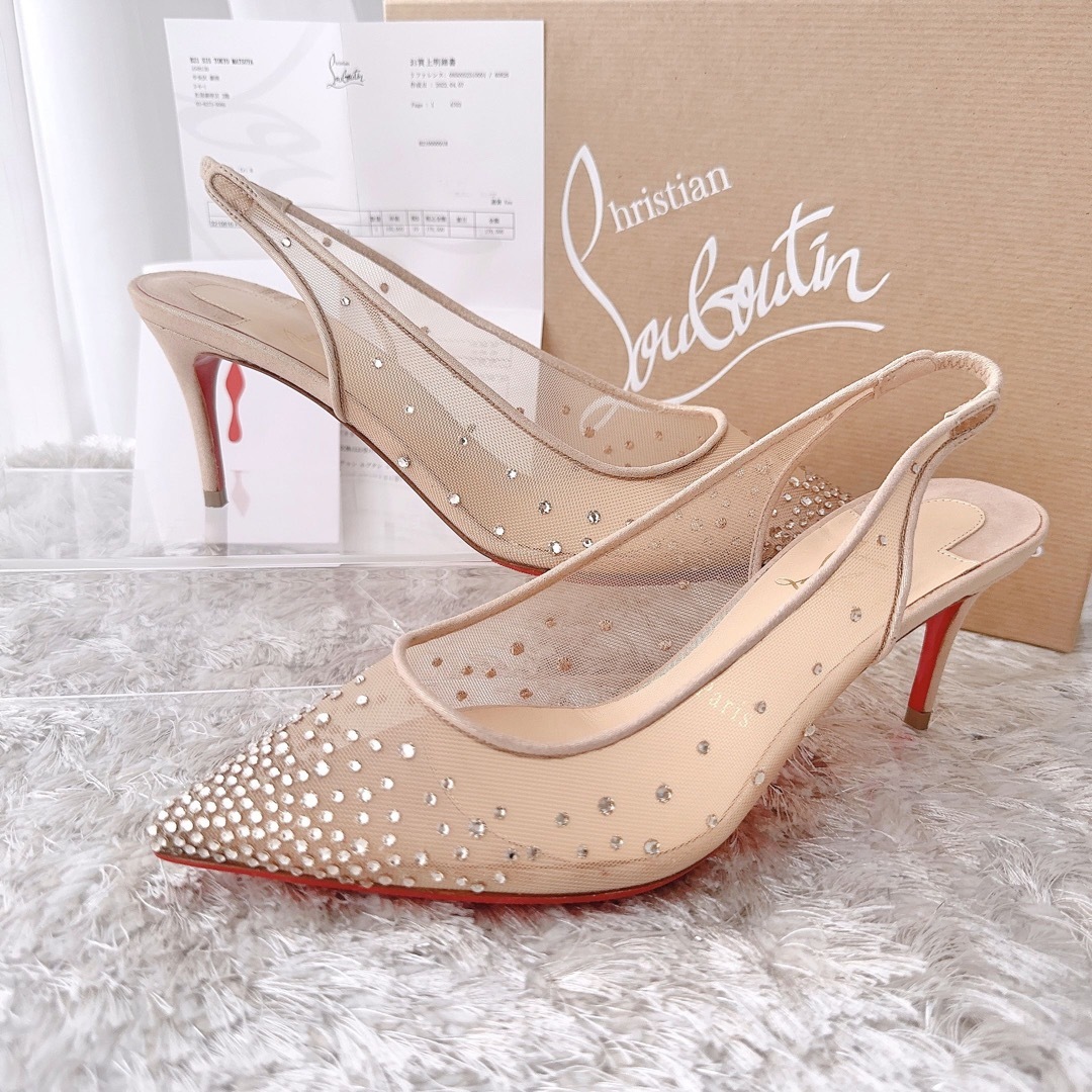 Christian Louboutin(クリスチャンルブタン)のルブタン　サンダル　パンプス　スワロ　ラインストーン　ハイヒール　靴　未使用 レディースの靴/シューズ(ハイヒール/パンプス)の商品写真