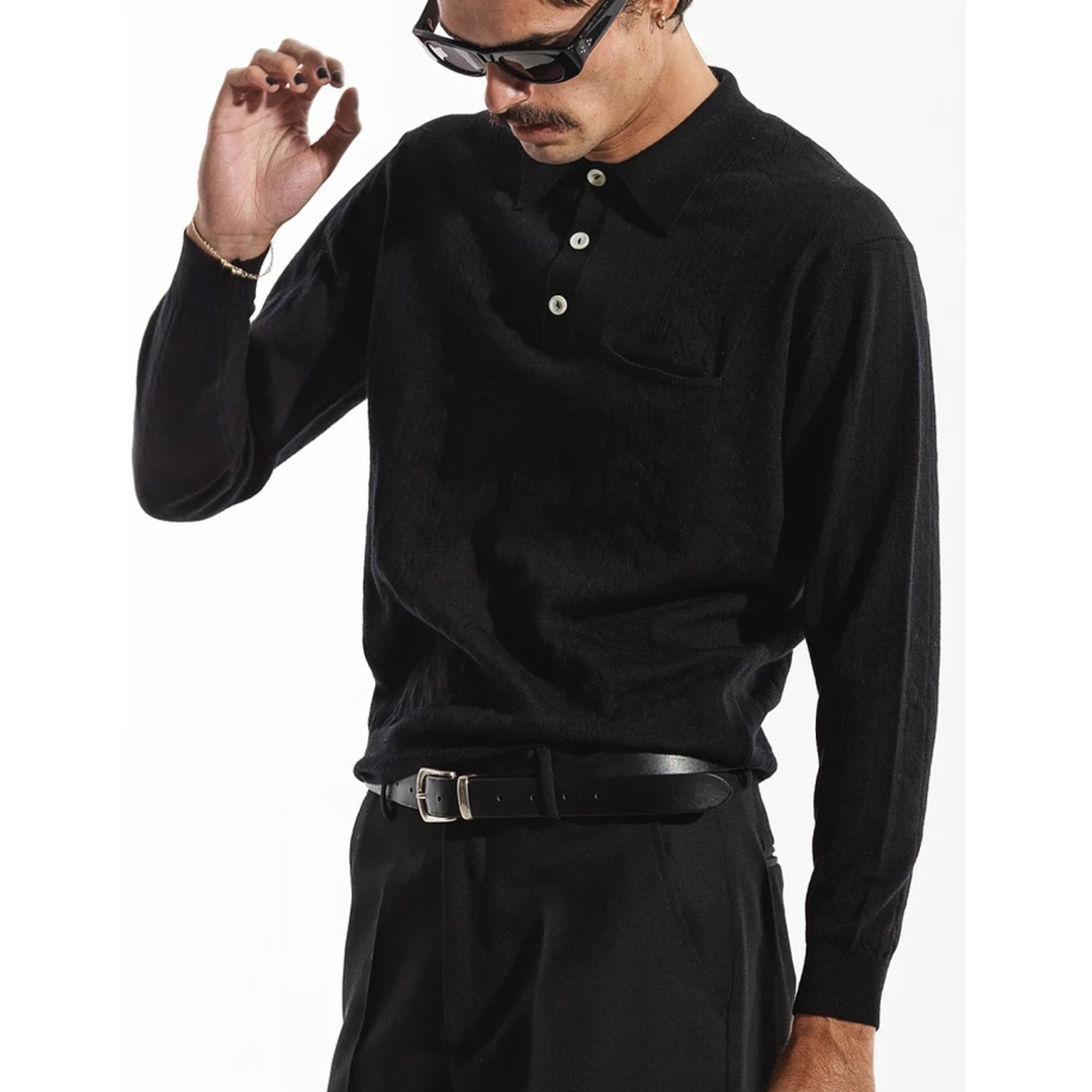 second layer black knit polo