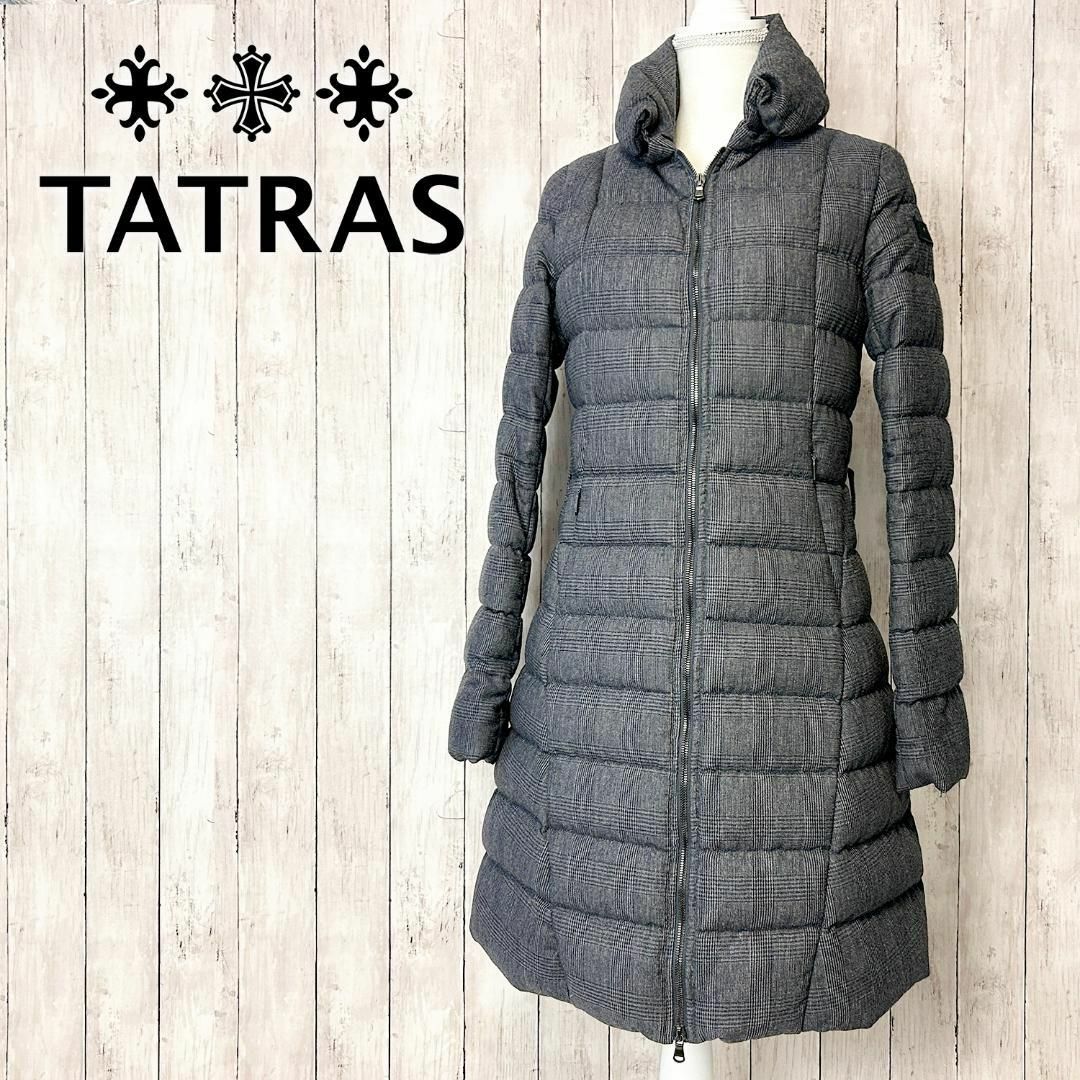 【良品】TATRAS　タトラス　カシミア混　Aライン　ダウンジャケット　グレー