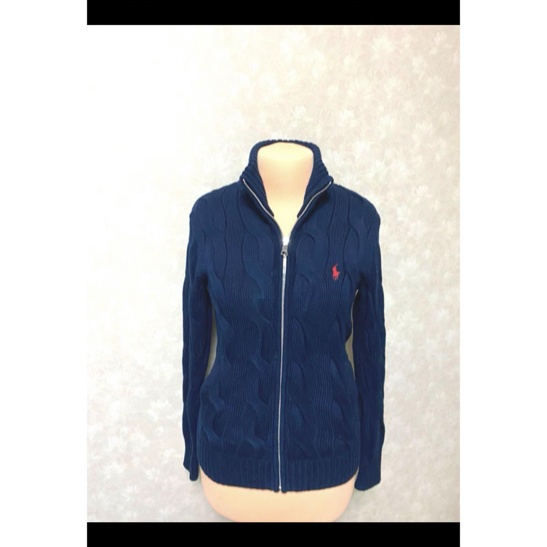 POLO RALPH LAUREN(ポロラルフローレン)の【希少ビックケーブル】 ラルフローレン ファスナー ニット カーディガン1546 レディースのトップス(ニット/セーター)の商品写真