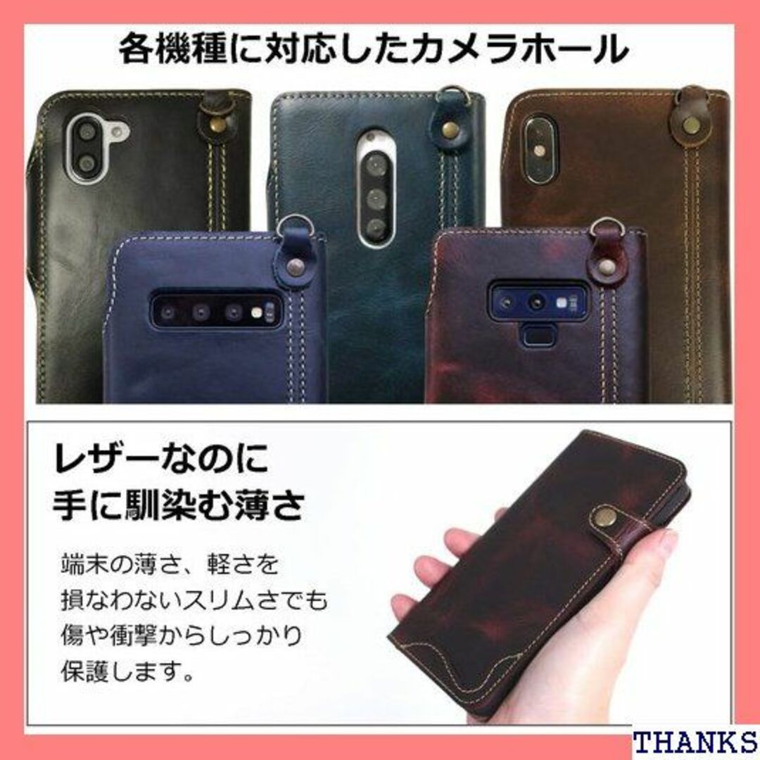 ☆ iPhone13mini 本革 ケース 手帳型 カバー ーンネイビー 272