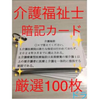 介護福祉士　国家試験対策　手作り暗記カード　厳選100シート(資格/検定)