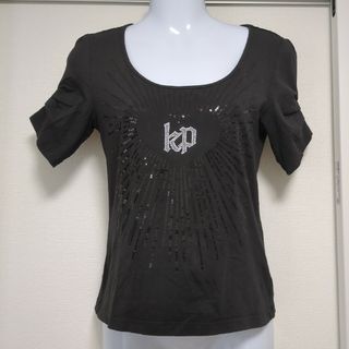 アッシュペーフランス(H.P.FRANCE)のkp Kristina Popovitch ラインストーン＆スパンコールTシャツ(Tシャツ(半袖/袖なし))