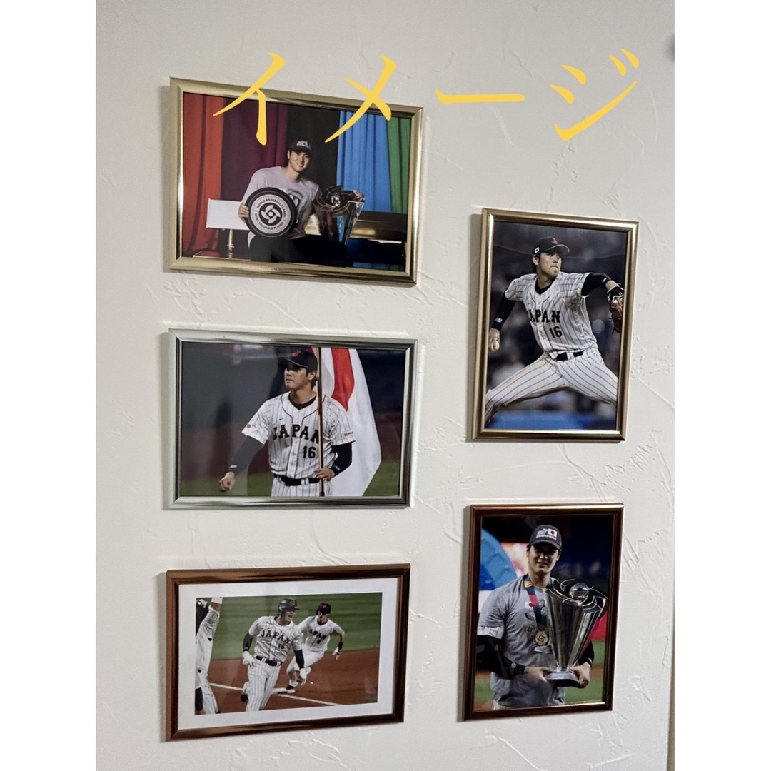MLB(メジャーリーグベースボール)の大谷翔平　ホームラン３号　初カブト！2023年　フレームカラーゴールドA4サイズ スポーツ/アウトドアの野球(記念品/関連グッズ)の商品写真