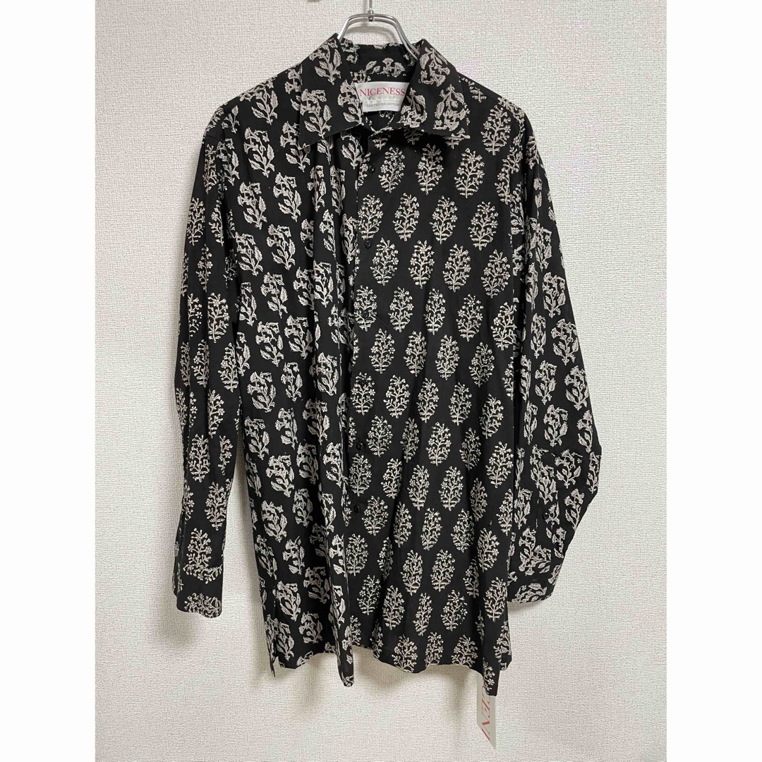 NICENESS LEE FLOWER BLACK ナイスネス シャツ Mサイズ-