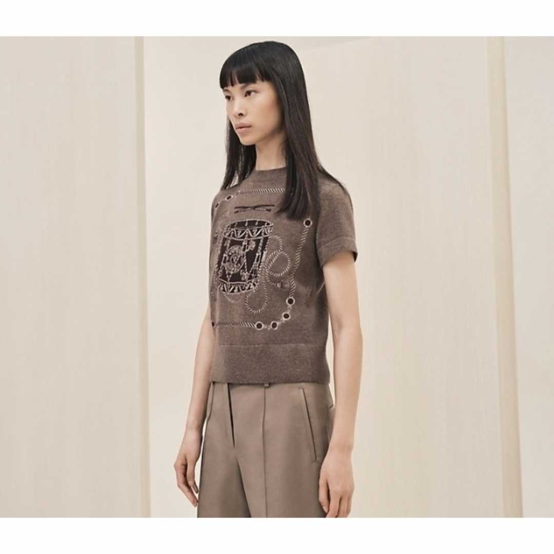 エルメス 2023AW ショートスリーブニット レ・タンブール モチーフ 34-