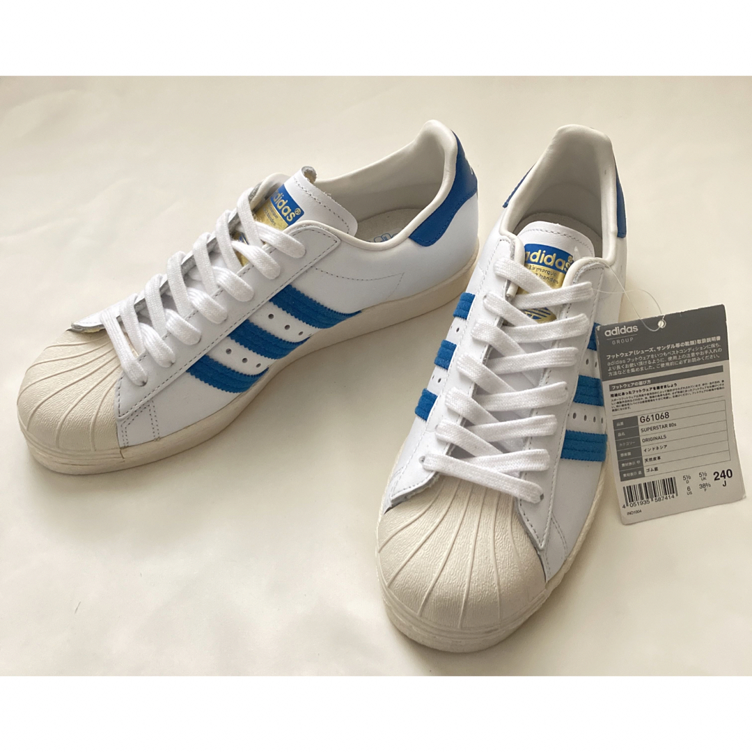 【未使用】adidas SUPERSTAR80s 24㎝ WHITE/BLUE | フリマアプリ ラクマ