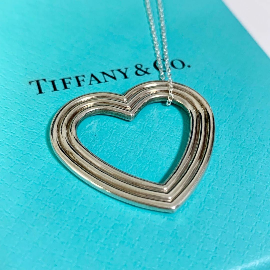 希少特大TIFFANY\u0026Coティファニーオープンハートネックレス ...