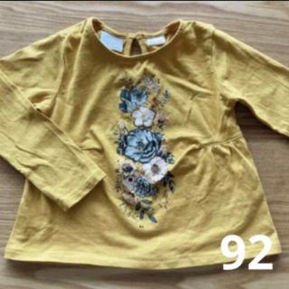 ザラキッズ(ZARA KIDS)のザラベビー　92 花　マスタード　長袖　Tシャツ(Tシャツ/カットソー)