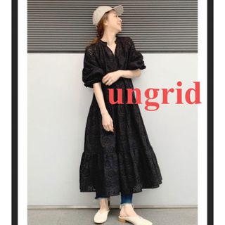 Ungridカットワークレースワンピース ブラック