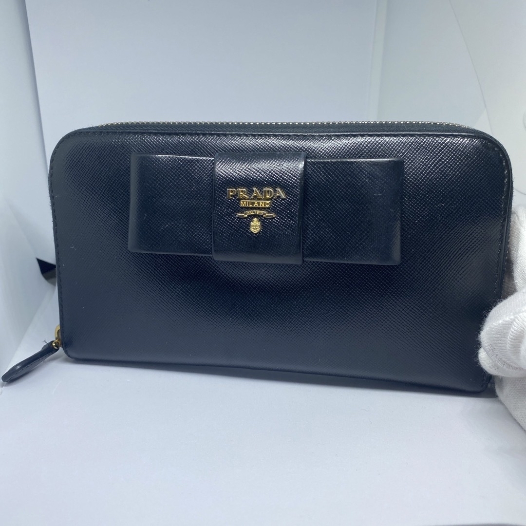 PRADA(プラダ)のプラダ　PRADA サフィアーノ　リボン　長財布　ブラック レディースのファッション小物(財布)の商品写真