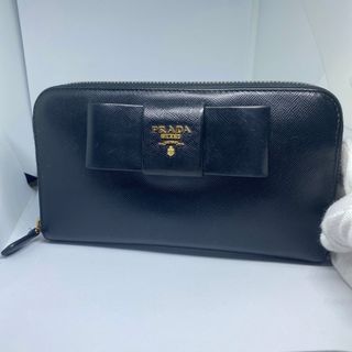 プラダ(PRADA)のプラダ　PRADA サフィアーノ　リボン　長財布　ブラック(財布)