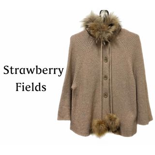 ストロベリーフィールズ(STRAWBERRY-FIELDS)のストロベリーフィールズ【美品】ファー付き 七分袖 ニット パーカー アウター(カーディガン)