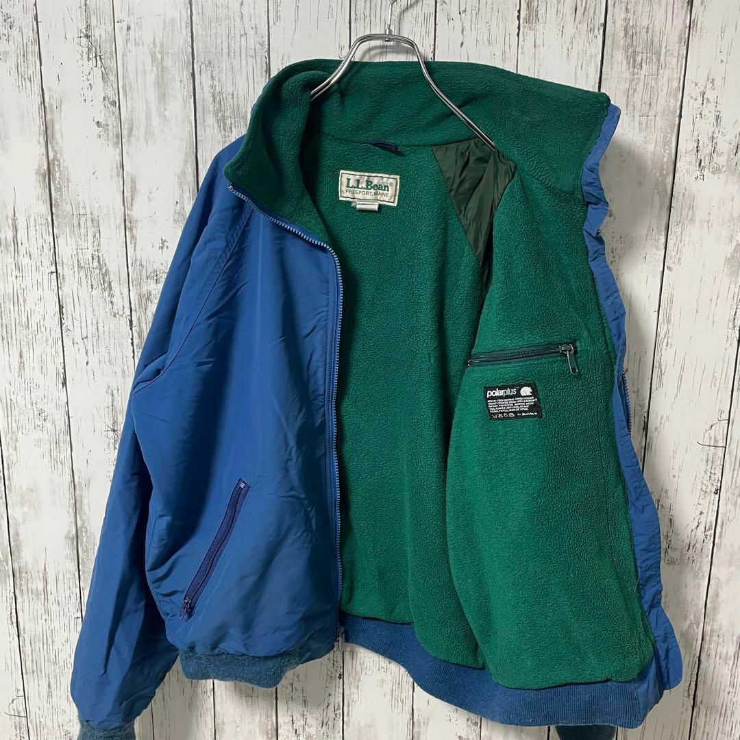 90s L.L.BEAN アメリカナイロンジャケットジップアップ裏起毛メンズ 2