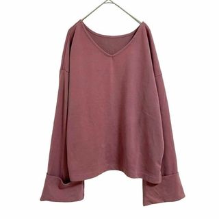 ダブルクローゼット(w closet)のw closet Vネック 長袖 カットソー 袖折り返し 裾スリット(Tシャツ(長袖/七分))