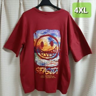 4XL オーバーサイズ ルーズ プリント Tシャツ メンズ レディース(Tシャツ/カットソー(半袖/袖なし))