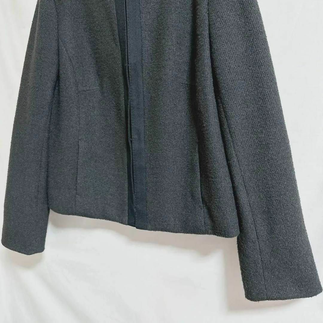 AMACA - アマカ 毛混 ノーカラージャケット カラーレス 大きいサイズ