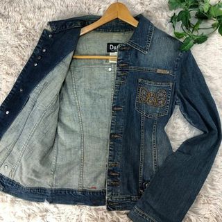 美品 DOLCE&GABBANA ドルチェ＆ガッバーナ F9052D クラッシュダスト加工デニムジャケット 1点 38 コットン100％ インディゴ レディース AY4106W