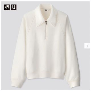 ユニクロ(UNIQLO)のUNIQLO U スウェットハーフジップシャツ（長袖）OFFWHITE (トレーナー/スウェット)