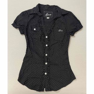 ゲス(GUESS)のGUESS ブラウス ドット 可愛い♡ ネイビー(シャツ/ブラウス(半袖/袖なし))