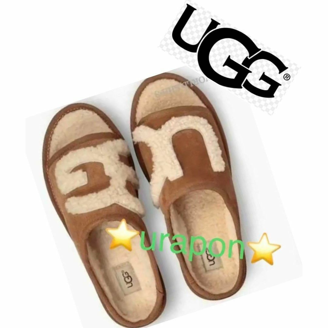 激レア・超入手困難✨✨新品✨24✨UGG✨SLIDE✨でかロゴ✨ファーサンダル