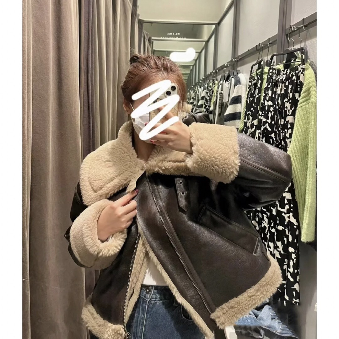 ZARA同型 ボアライダースコート ZARA ボアライダース